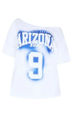PrettyLittleThing T-Shirts*Shape Arizona Spray Graphic Off Shoulder Oversized Tee