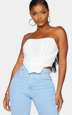 PrettyLittleThing Corsets*Shape Chiffon Ruched Corset Crop Top