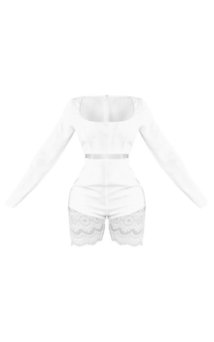 PrettyLittleThing Unitards*Shape Corset Under Bust Lace Trim Unitard