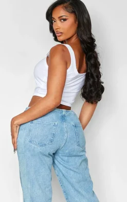 PrettyLittleThing Sleeveless Tops*Shape Cotton Sleeveless Crop Top
