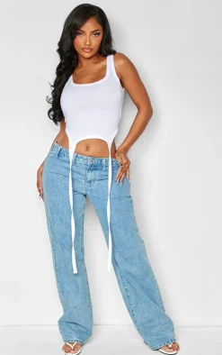 PrettyLittleThing Sleeveless Tops*Shape Cotton Sleeveless Crop Top