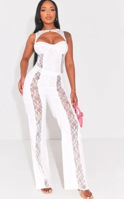 Clearance PrettyLittleThing Shape Lace Cut Out Corset White