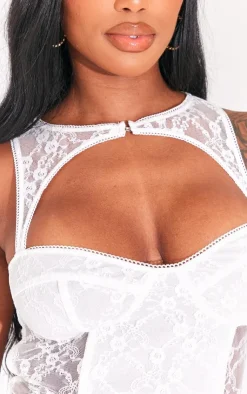 Clearance PrettyLittleThing Shape Lace Cut Out Corset White