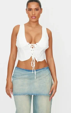 PrettyLittleThing Corsets*Shape Plunge Front Lace Up Corset Top