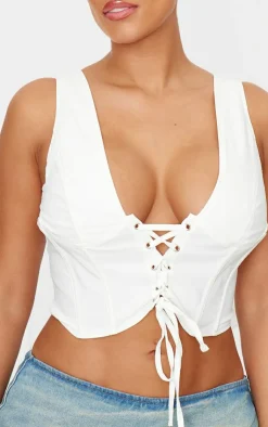 PrettyLittleThing Corsets*Shape Plunge Front Lace Up Corset Top