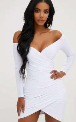 Shape Ruched Bardot Bodycon Dress-PrettyLittleThing Outlet