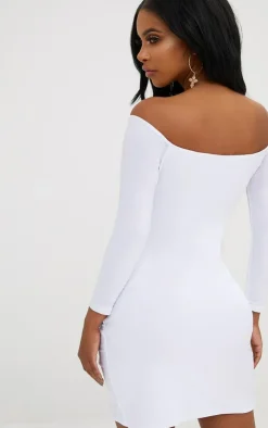 Shape Ruched Bardot Bodycon Dress-PrettyLittleThing Outlet