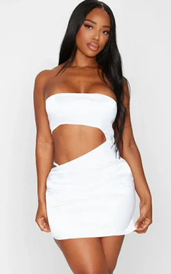 Shape Satin Cut Out Bandeau Bodycon Dress-PrettyLittleThing Best