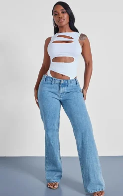 Shape White Sculpted Slash Front Bodysuit