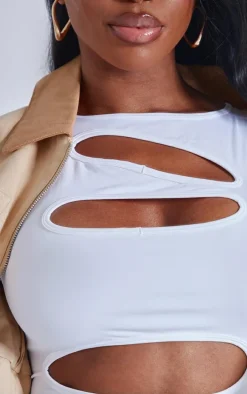 Shape White Sculpted Slash Front Bodysuit