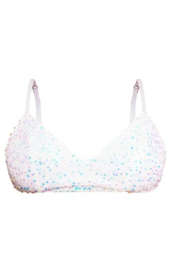 PrettyLittleThing Shape Sequin Bralet White