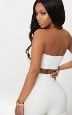 Hot PrettyLittleThing Shape Slinky Bandeau Top White