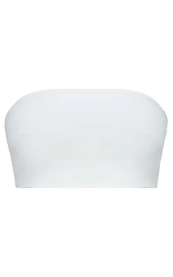 Hot PrettyLittleThing Shape Slinky Bandeau Top White