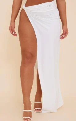Outlet PrettyLittleThing Shape Slinky Extreme Knot Maxi Skirt White
