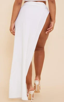 Outlet PrettyLittleThing Shape Slinky Extreme Knot Maxi Skirt White