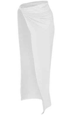 Outlet PrettyLittleThing Shape Slinky Extreme Knot Maxi Skirt White