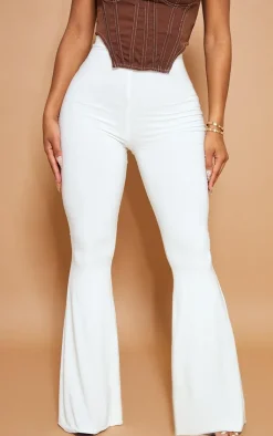 Online PrettyLittleThing Shape Slinky Flared Pants White