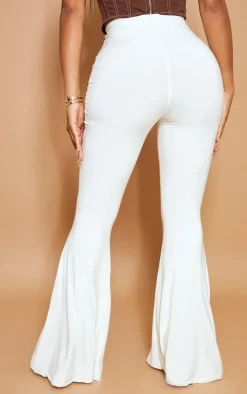 Online PrettyLittleThing Shape Slinky Flared Pants White