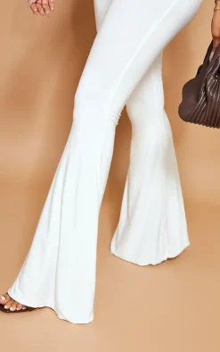 Online PrettyLittleThing Shape Slinky Flared Pants White