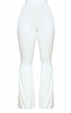 Online PrettyLittleThing Shape Slinky Flared Pants White