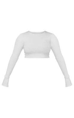 Hot PrettyLittleThing Shape Soft Rib Long Sleeve Top White