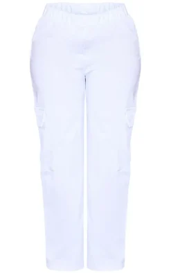 Hot PrettyLittleThing Shape Stretch Woven Pocket Detail Wide Leg Pants White