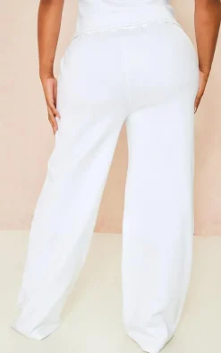Online PrettyLittleThing Shape Sweat Utility Zip Front Wide Leg Sweatpants White