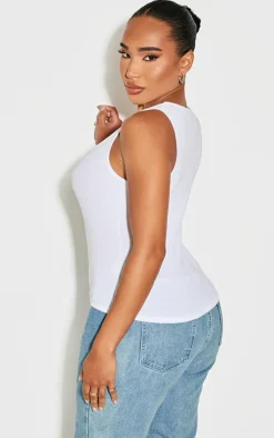 PrettyLittleThing Sleeveless Tops*Shape Swirl Logo Ribbed Longline Vest Top