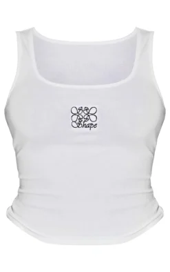 PrettyLittleThing Sleeveless Tops*Shape Swirl Logo Ribbed Longline Vest Top