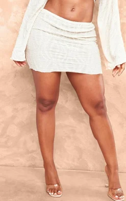 Sale PrettyLittleThing Shape Textured Basic Low Rise Mini Skirt White