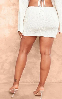 Sale PrettyLittleThing Shape Textured Basic Low Rise Mini Skirt White