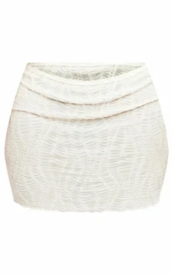 Sale PrettyLittleThing Shape Textured Basic Low Rise Mini Skirt White