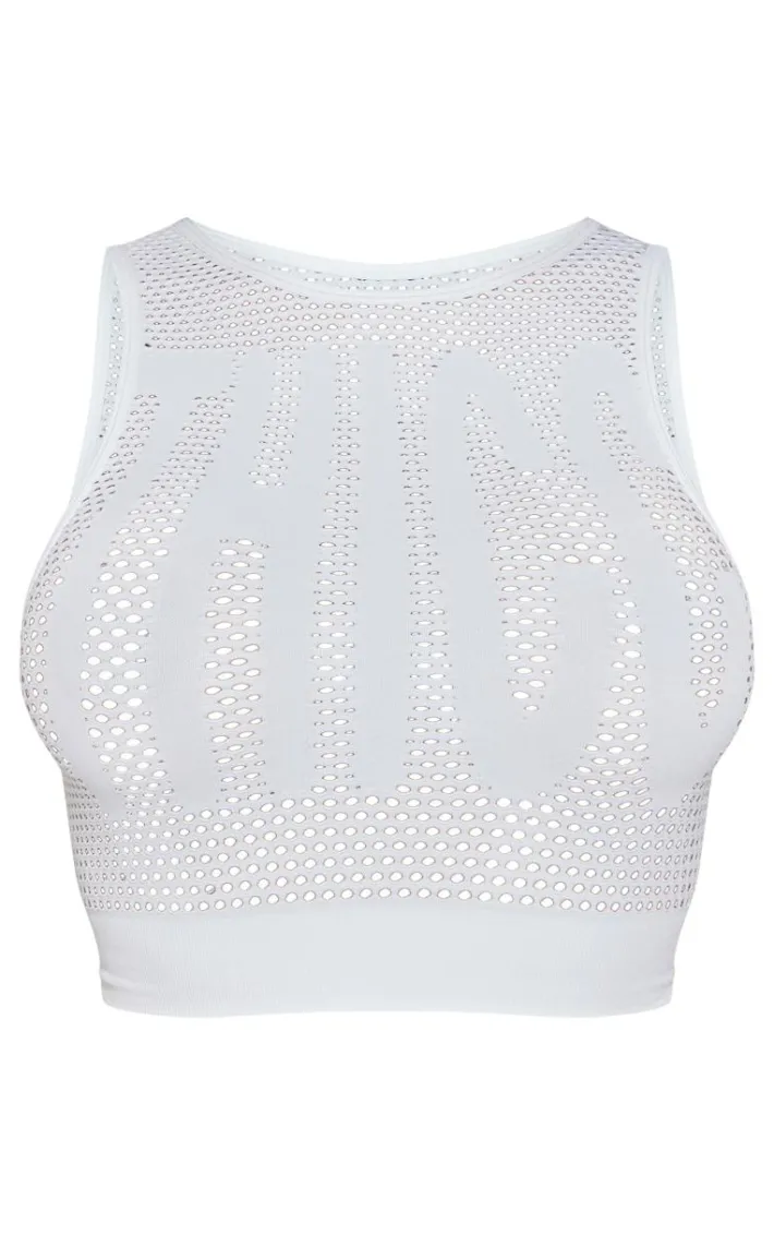 Shape White Textured Seamless Thicc Sleeveless Crop Top