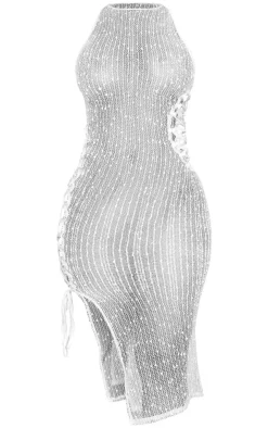Shape Textured Sheer Cut Out Side Midaxi Dress-PrettyLittleThing Outlet