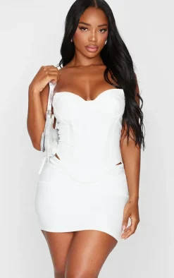 Outlet PrettyLittleThing Shape Woven Bandeau Corset White