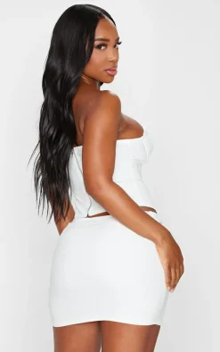 Outlet PrettyLittleThing Shape Woven Bandeau Corset White