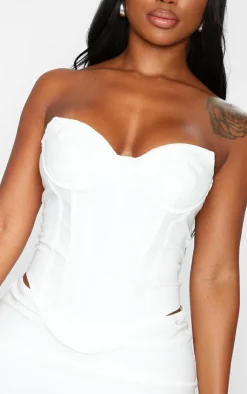 Outlet PrettyLittleThing Shape Woven Bandeau Corset White