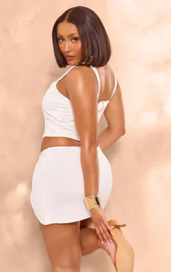 New PrettyLittleThing Shape Woven Boning Strappy Corset White