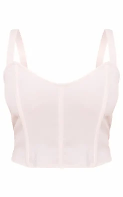 New PrettyLittleThing Shape Woven Boning Strappy Corset White