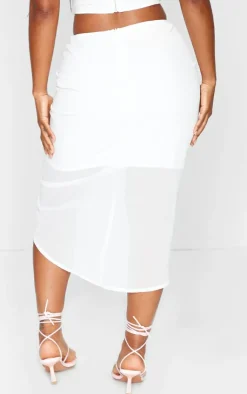 Best PrettyLittleThing Shape Woven Ruched Midi Skirt White
