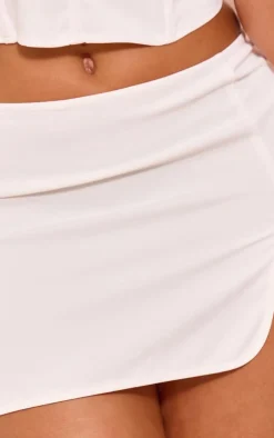 Clearance PrettyLittleThing Shape Woven Split Mini Skirt White