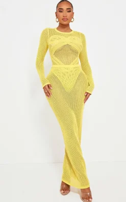 Sale PrettyLittleThing Shape Knit Body Print Bodysuit Yellow