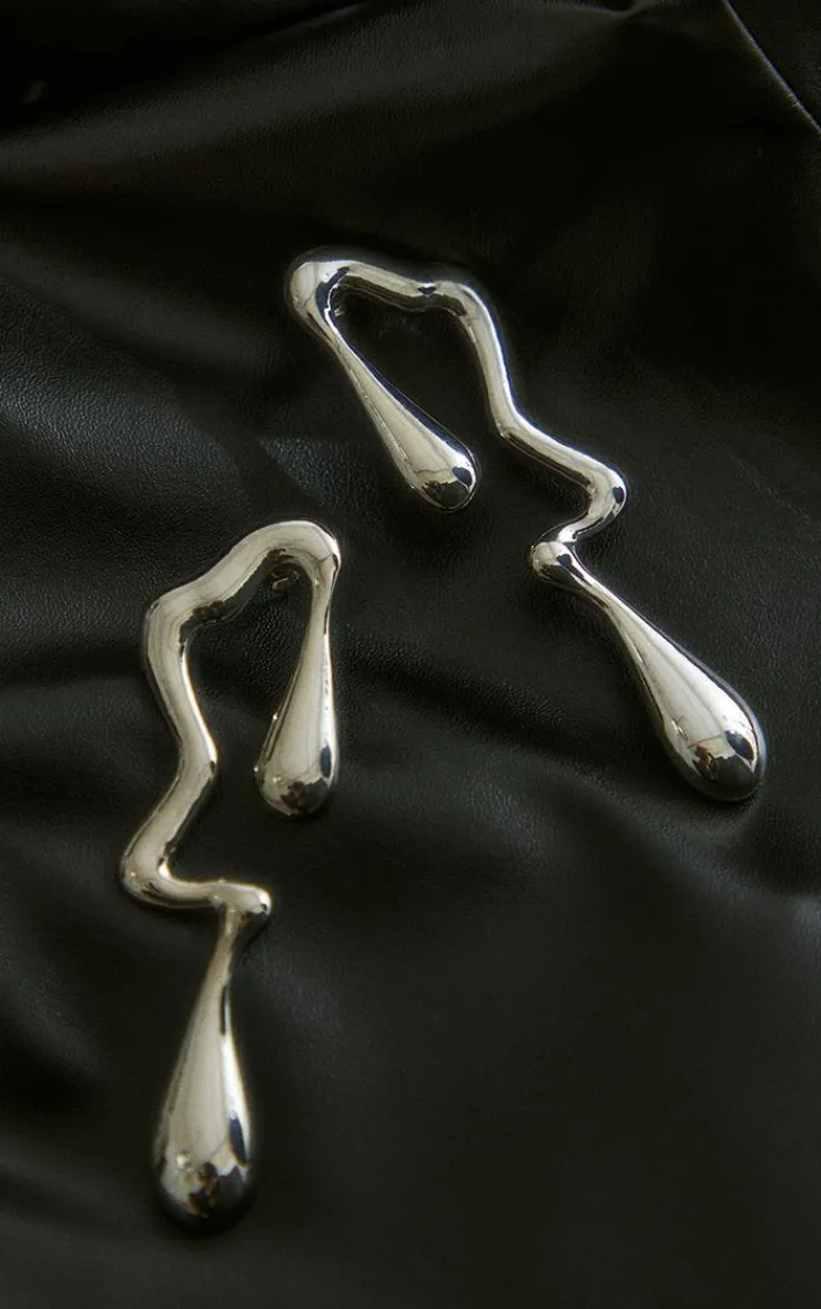 PrettyLittleThing Statement Earrings*Abstract Curved Drop Statement Earrings