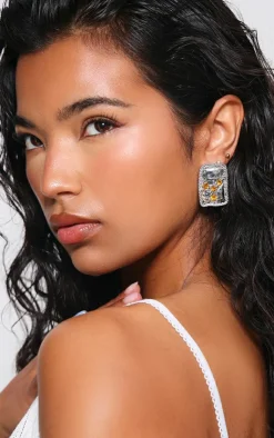 PrettyLittleThing Earrings*Abstract Diamante Stud Earrings