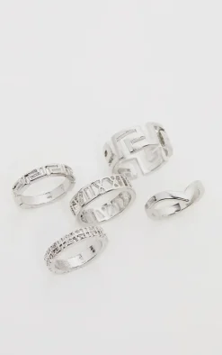 PrettyLittleThing Rings*Assorted Cut Out 5 Pack Ring Set