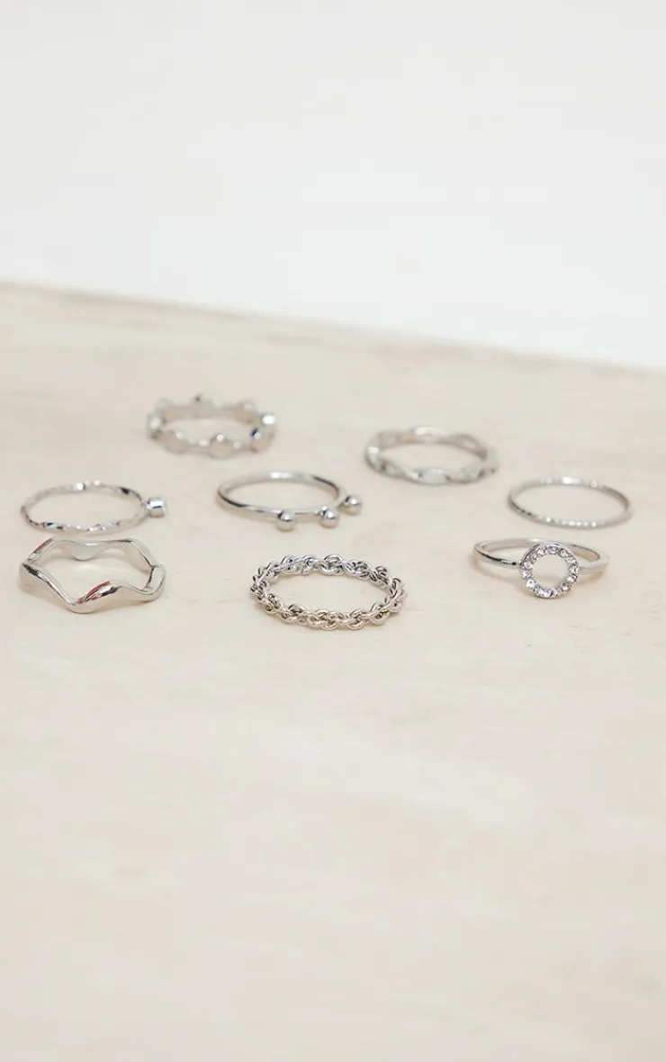 PrettyLittleThing Rings*Assorted Shape Twist Ring Set