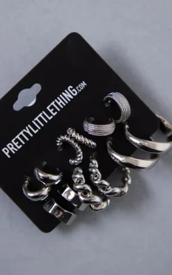 PrettyLittleThing Hoop Earrings*Assorted Textured Small Multipack Hoop Earrings