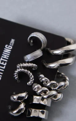PrettyLittleThing Hoop Earrings*Assorted Textured Small Multipack Hoop Earrings