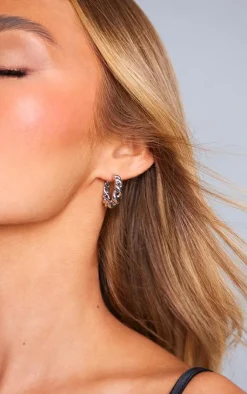 PrettyLittleThing Hoop Earrings*Assorted Textured Small Multipack Hoop Earrings