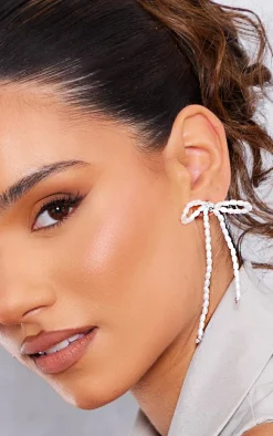 PrettyLittleThing Statement Earrings*Beaded Bow Tassel Earrings
